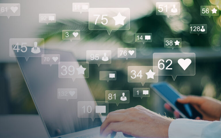 Sosiale ikon og likerklikk. Illustrasjon